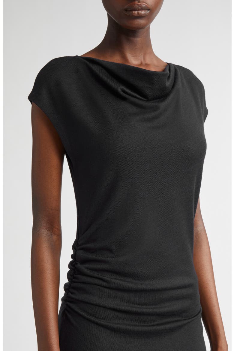Cowl Neck Side Ruched Knit Dress, Alternate, color, BLACK