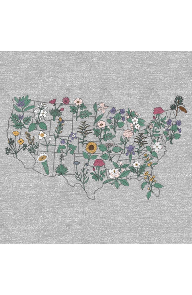 Lost Gods Women's Lost Gods State Flower Map Graphic T-Shirt, Alternate, color, Heather Gray