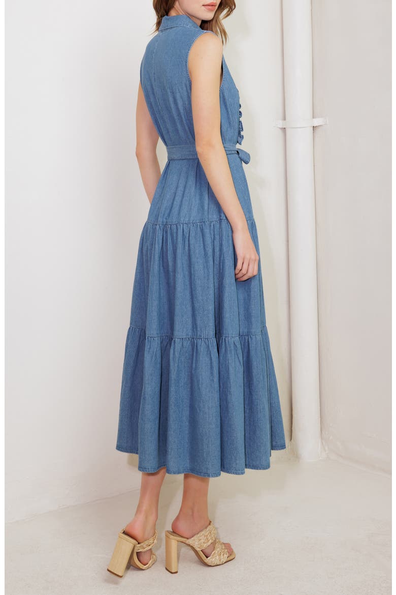 Ruffle Tiered Denim Shirtdress, Alternate, color, DENIM BLUE