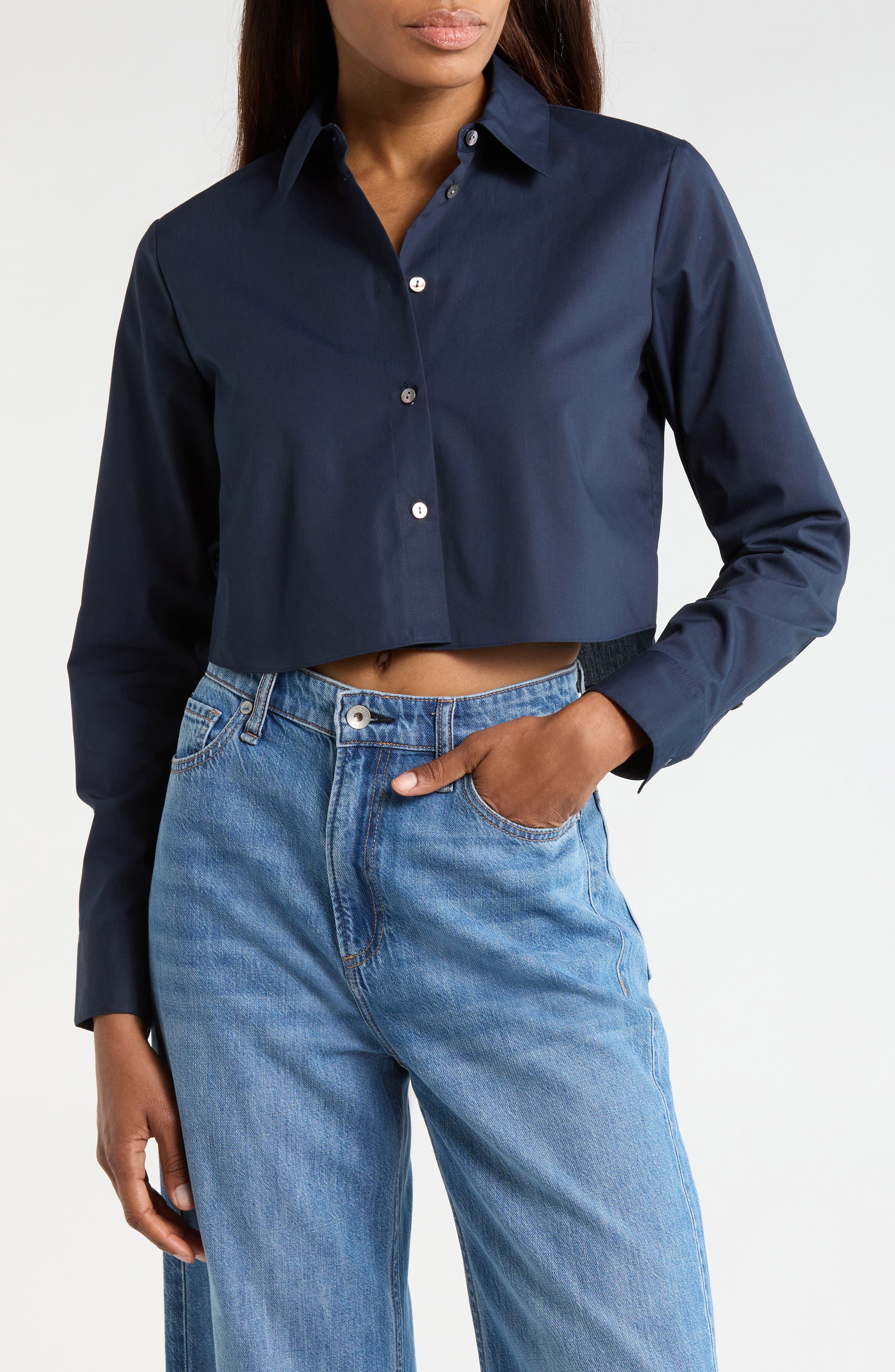 Crop Poplin Button-Up Shirt - image 3