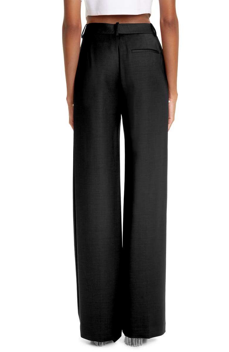 Area Crystal Embellished Cutout Straight Leg Stretch Wool Crepe Pants, Alternate, color,