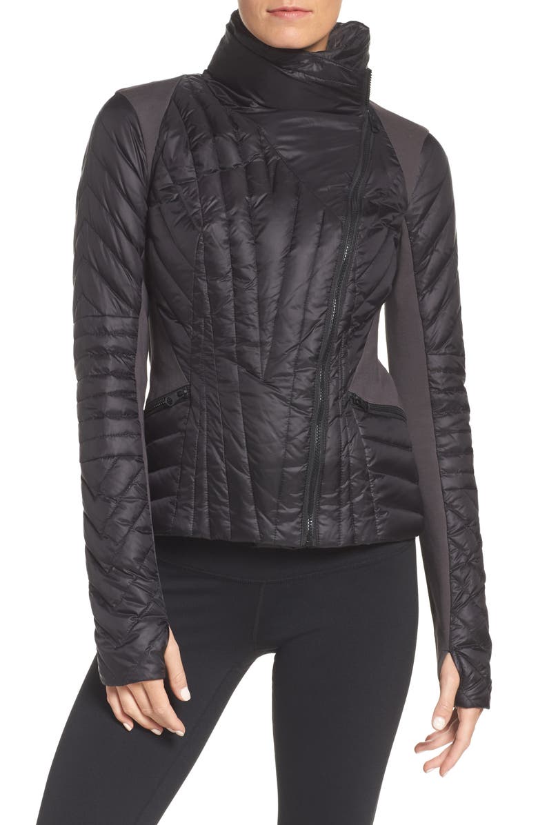 Blanc Noir Motion Panel Down Puffer Jacket, Main, color, 