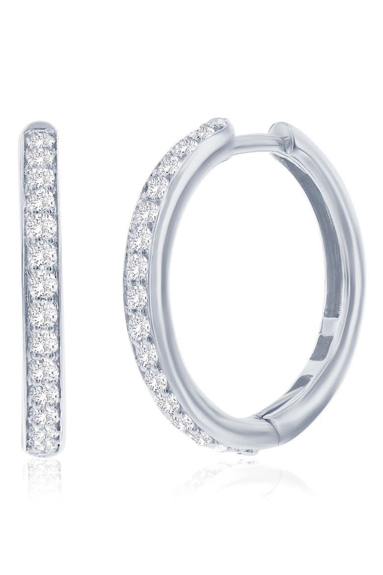 Lab-Grown Diamond Hoop Earrings, Main, color, SILVER
