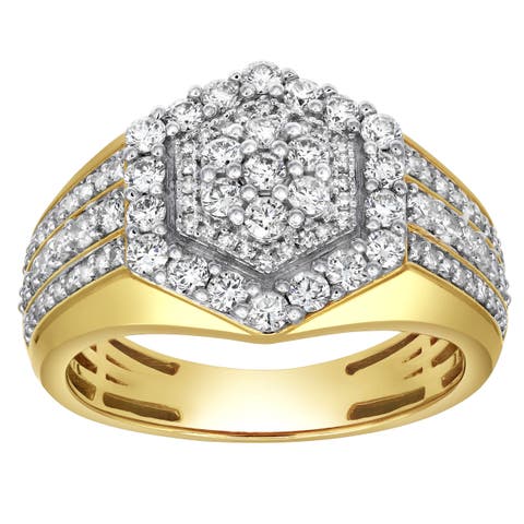 World Champ 14K Yellow Gold Diamond Men Statement Ring - 1.45ct.