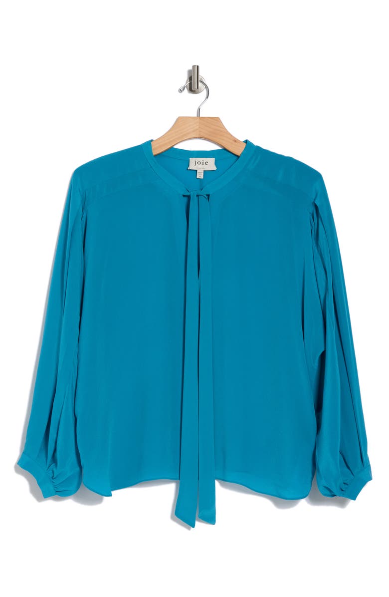Joie Wells Tie Neck Long Sleeve Silk Top, Alternate, color,