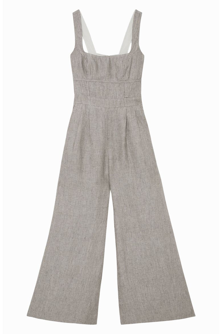 Flora Square Neck Wide Leg Linen Jumpsuit, Alternate, color, NEUTRAL