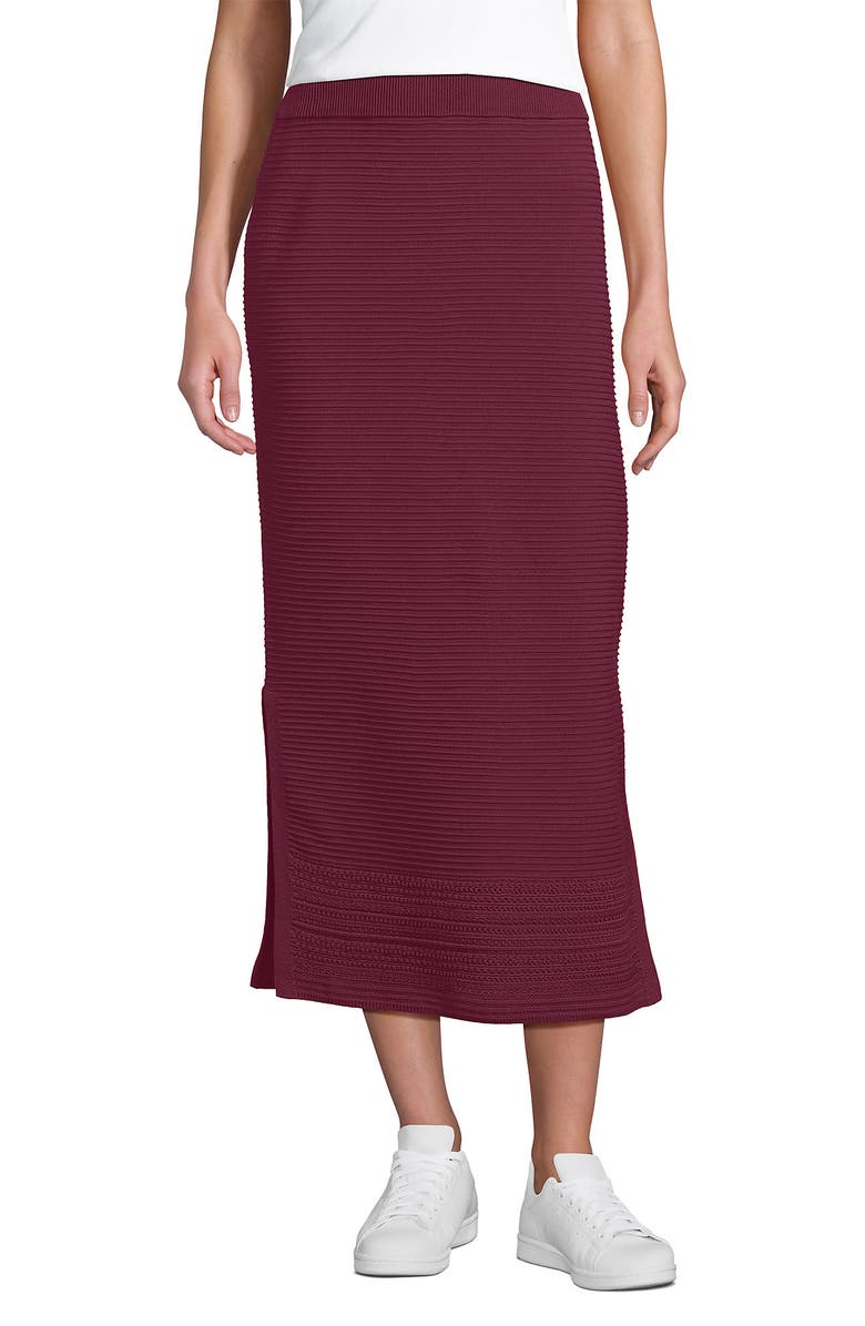 Lands' End Cotton Pointelle Sweater Maxi Skirt - Set Bottom, Alternate, color, 