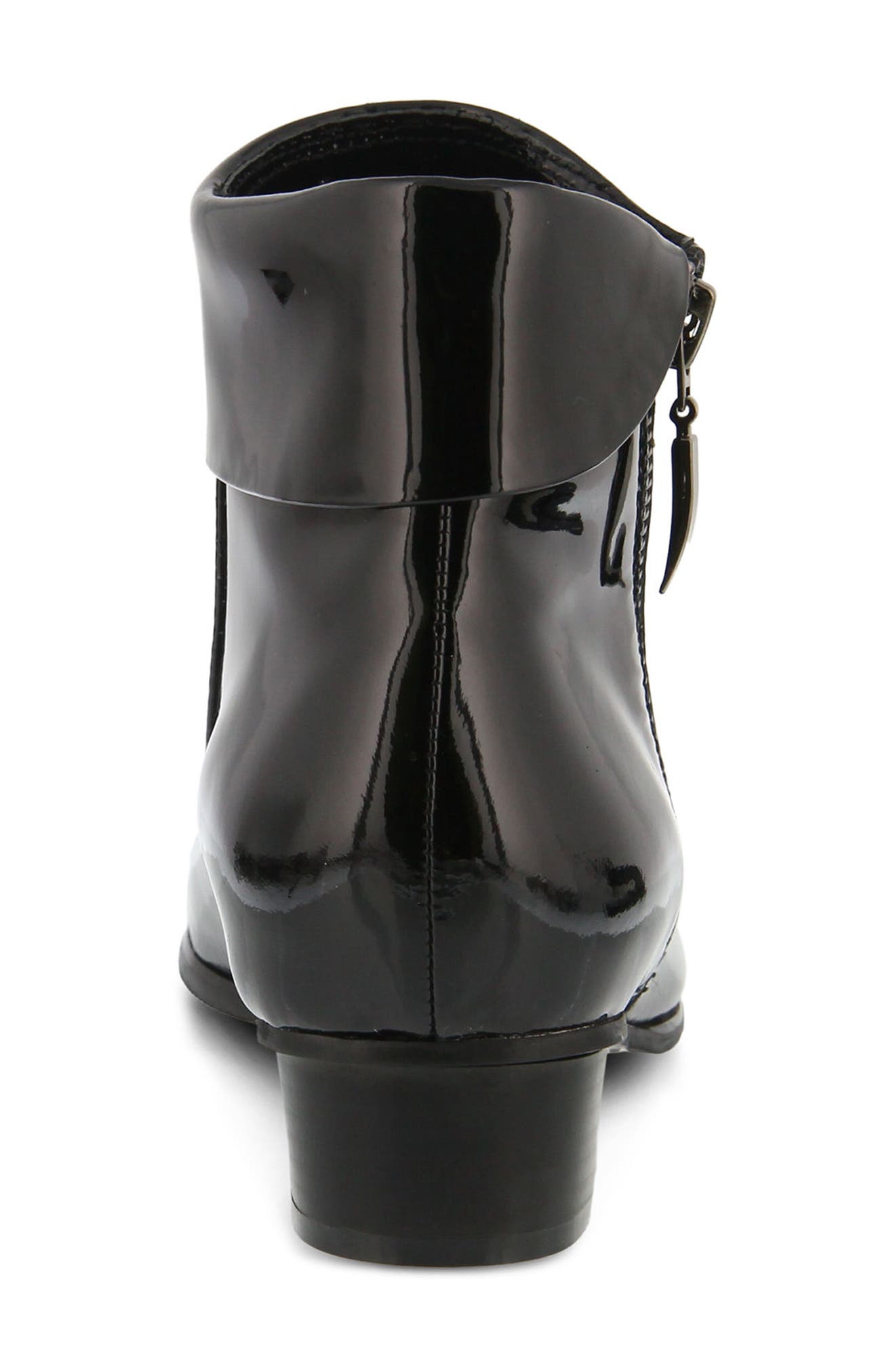 Spring Step Stockholm Foldover Cuff Bootie, Alternate, color, Black Patent Leather