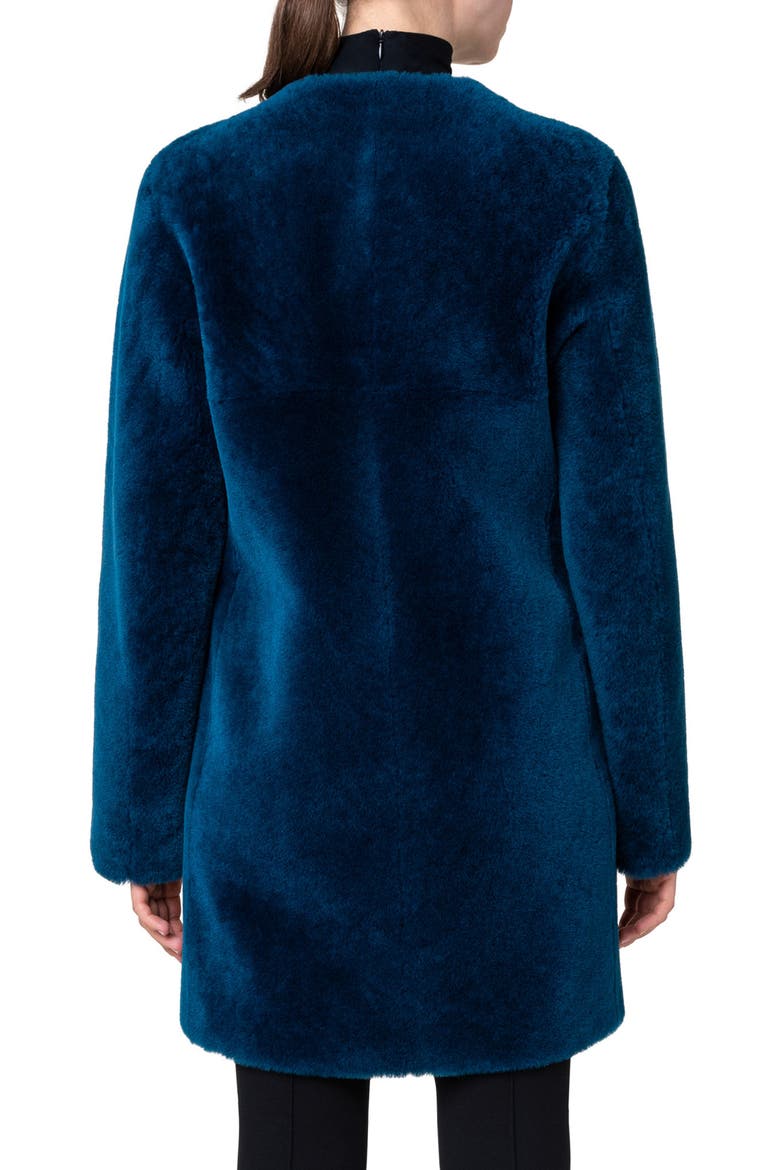 Reversible Leather & Genuine Fur Coat, Alternate, color, TEAL