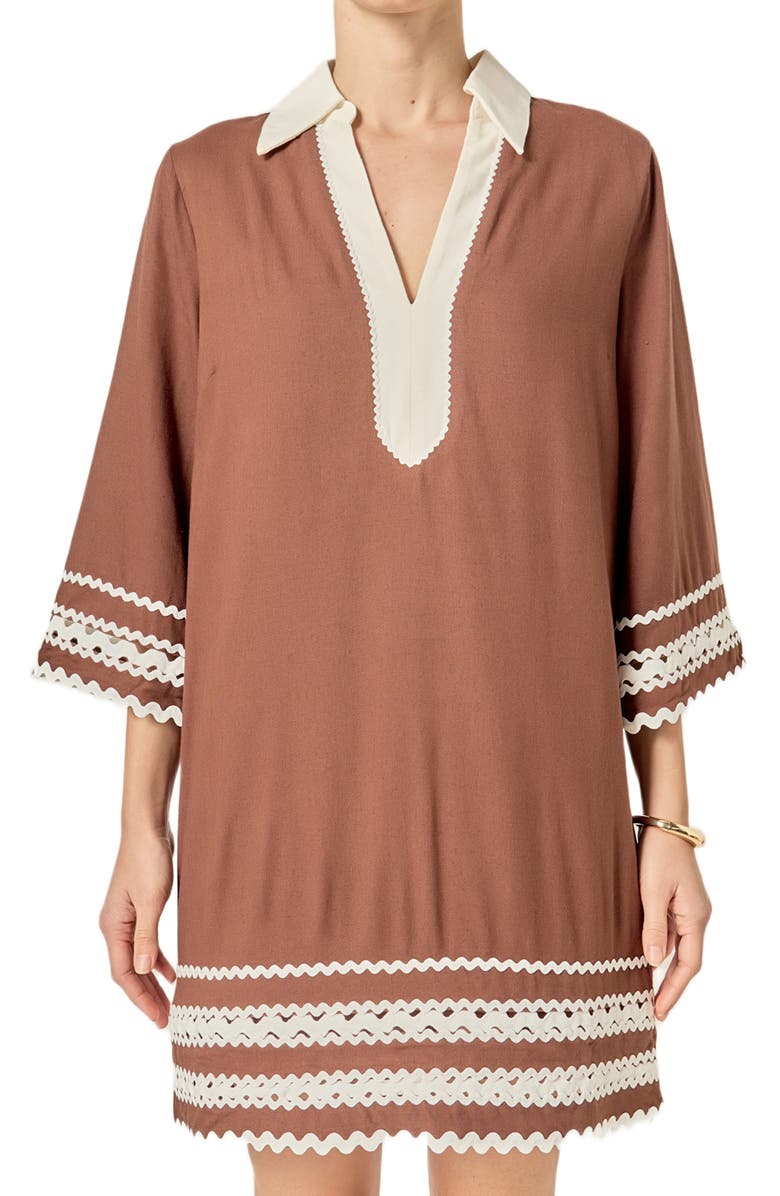 English Factory Colorblock Minidress, Alternate, color, Brown