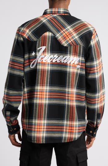 Plaid Cotton Graphic Button-Up Shirt