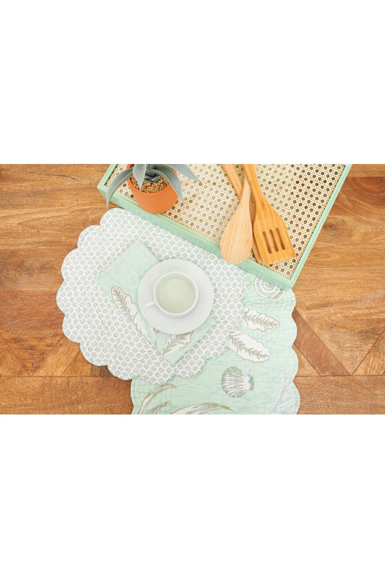 Breezy Shores Cotton Reversible Cloth Napkin Set of 6, Alternate, color, Green