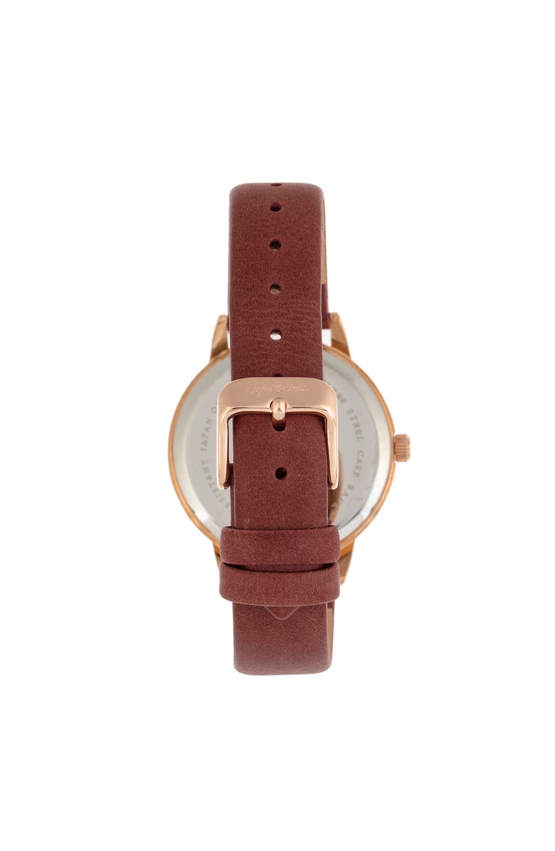 Sophie and Freda Vancouver Leather-Band Watch, Alternate, color, Brown