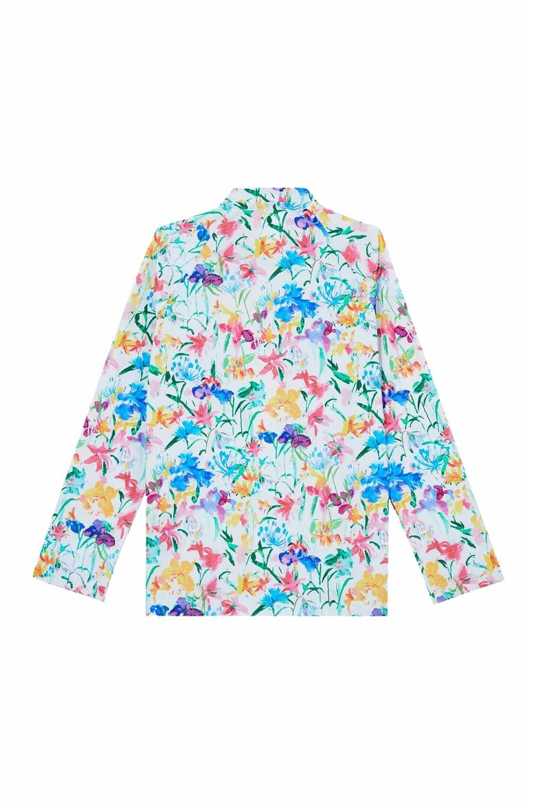 Kids' Happy Flowers Zipper Long Sleeves Rashguard, Alternate, color, BLANC