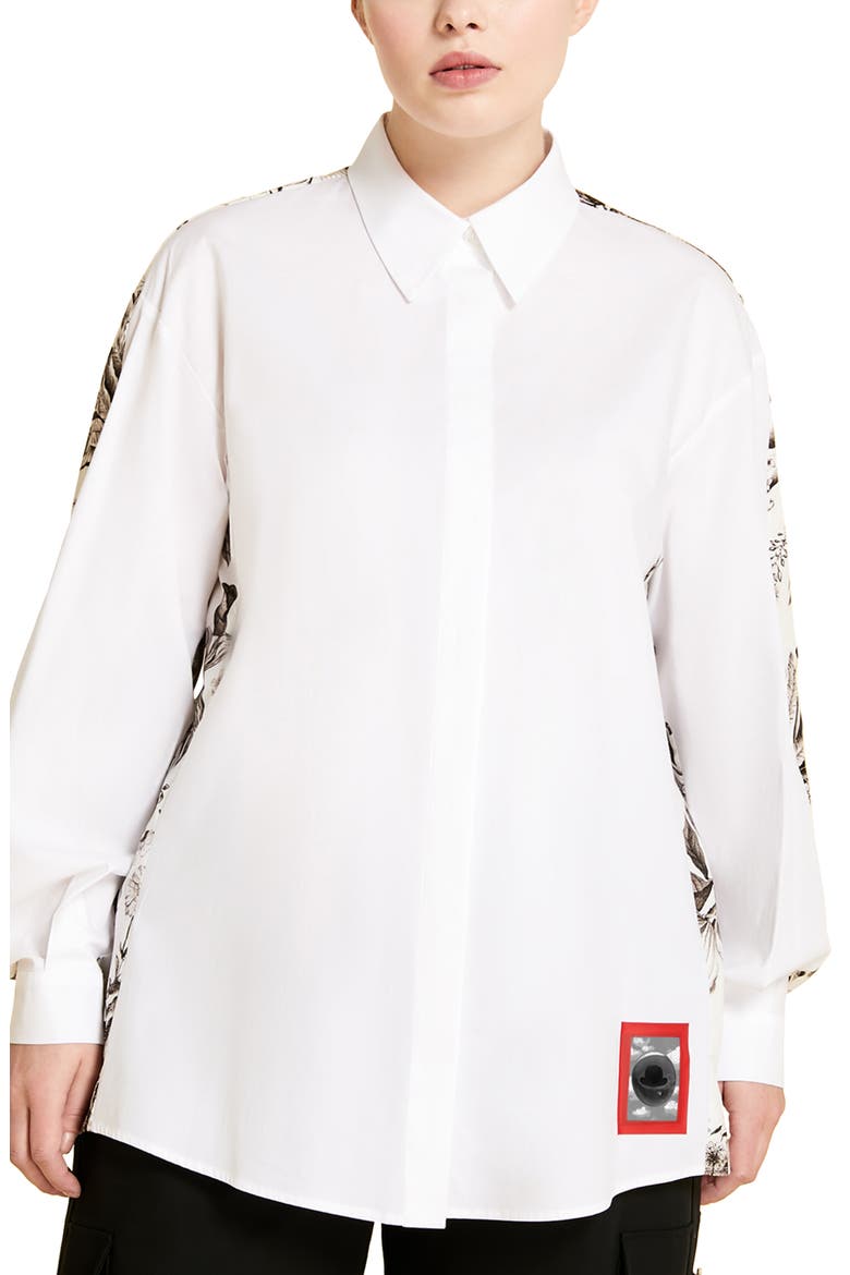 Floral Print Back Button-Up Shirt, Main, color, WHITE