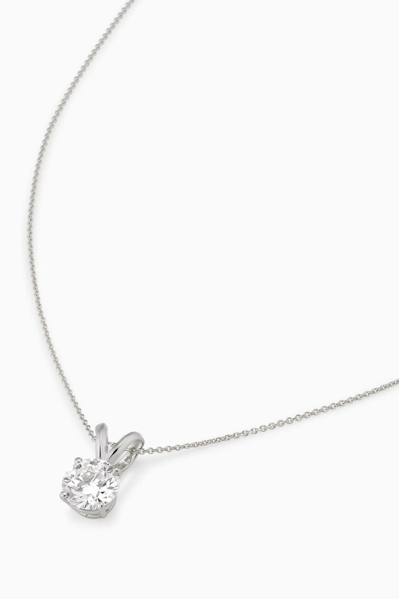 14K Solid Gold Luminous 1.5 Carat Lab Diamond Solitaire Necklace, Alternate, color, White Gold, Lab Diamonds