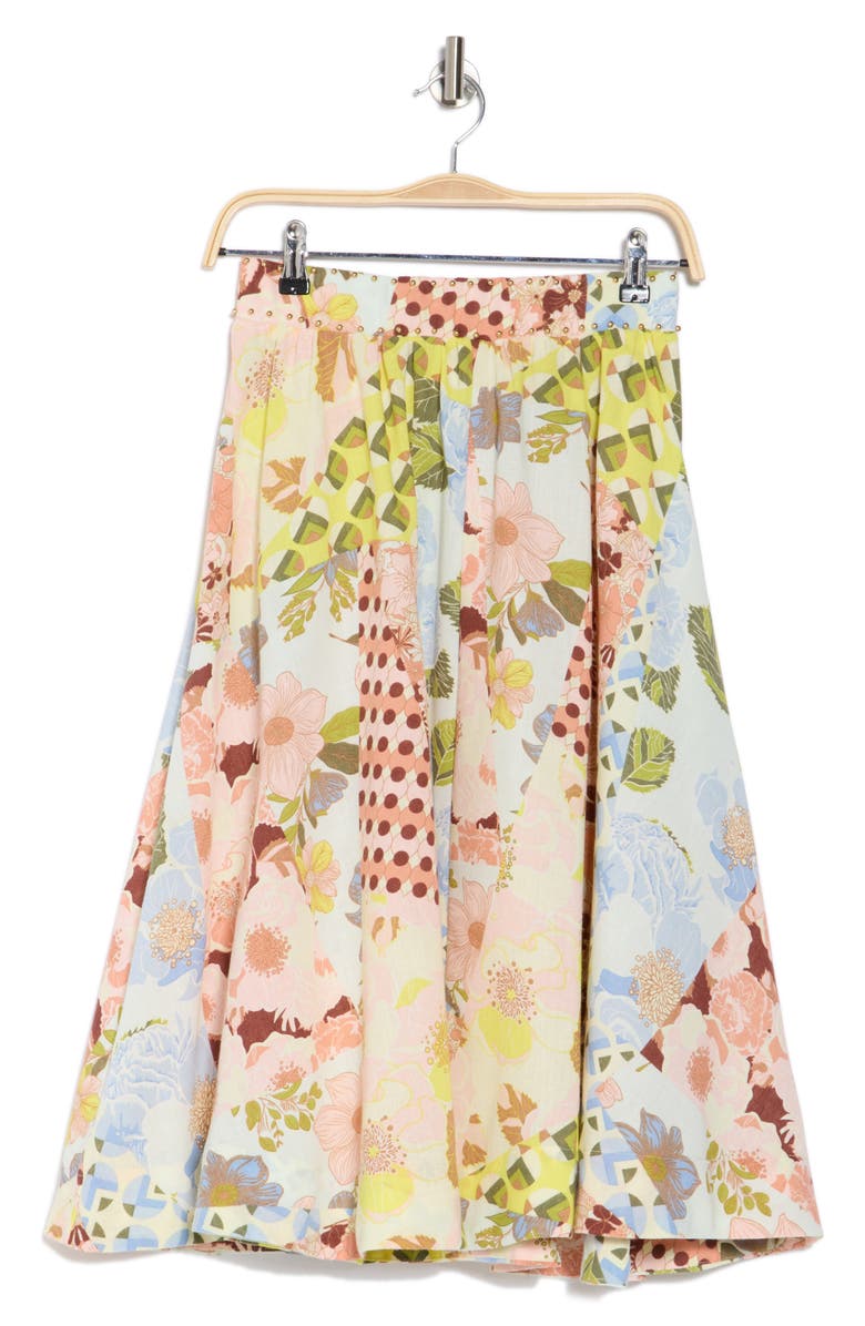 BY DESIGN Hanni Printed Midi Skirt, Alternate, color, Patchwork Flowers