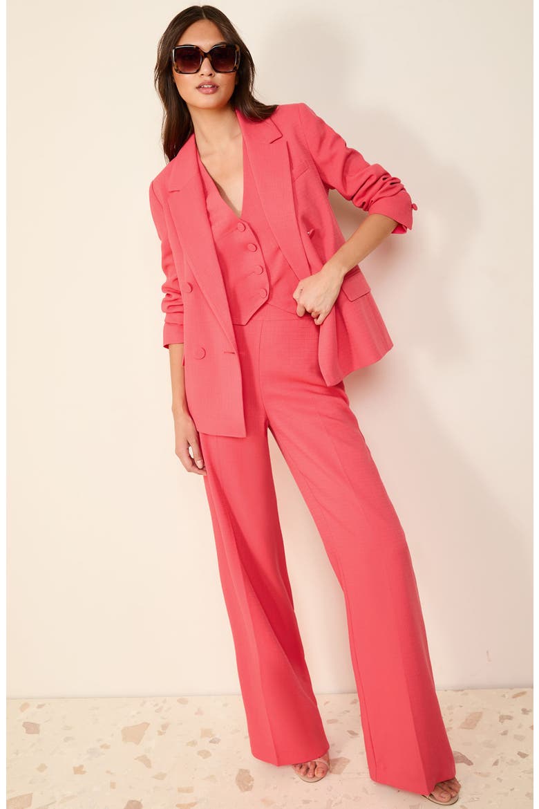 Crosshatch Texture Double Breasted Blazer, Alternate, color, PINK