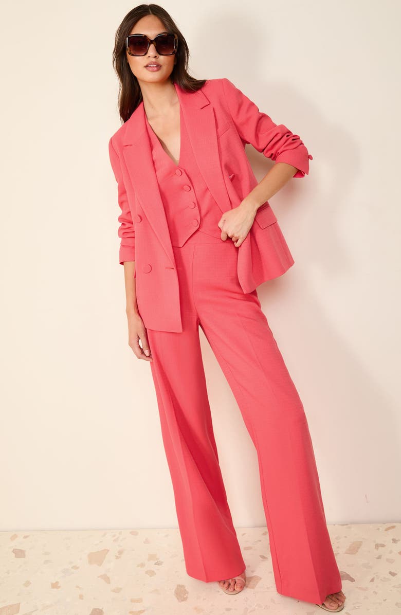 Friends Like These Crosshatch Texture Double Breasted Blazer, Alternate, color, Pink