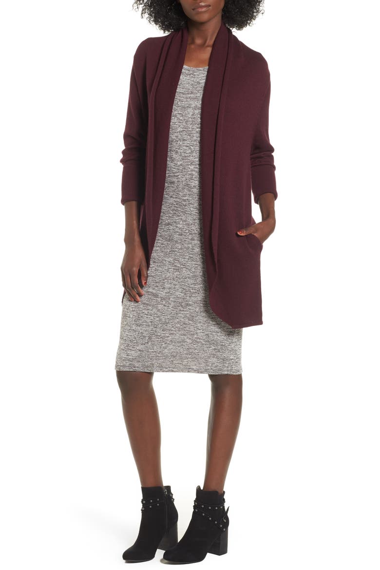 Easy Circle Cardigan, Main, color, BURGUNDY STEM