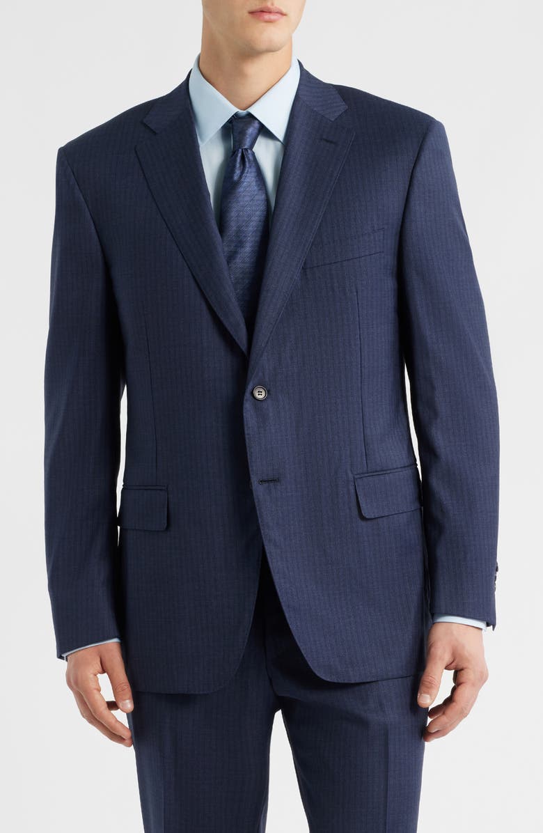 Canali Siena Regular Fit Navy Shadow Stripe Wool Suit, Alternate, color, Navy
