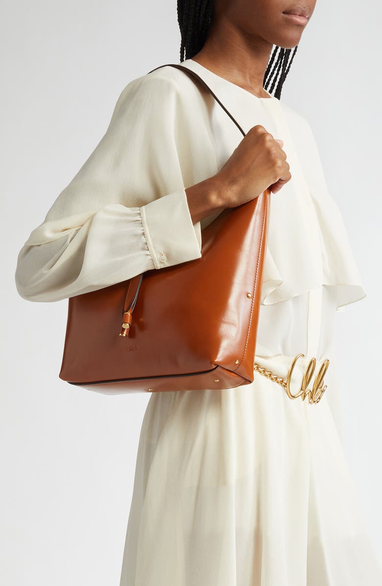 Chloé Small Marcie Leather Hobo Bag, Alternate, color, 26M Clay Brown