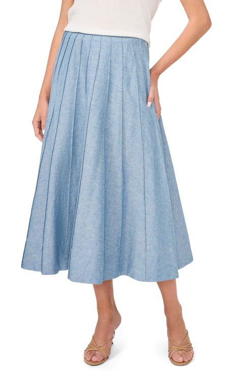 Pintuck Panel Midi Skirt (Petite)