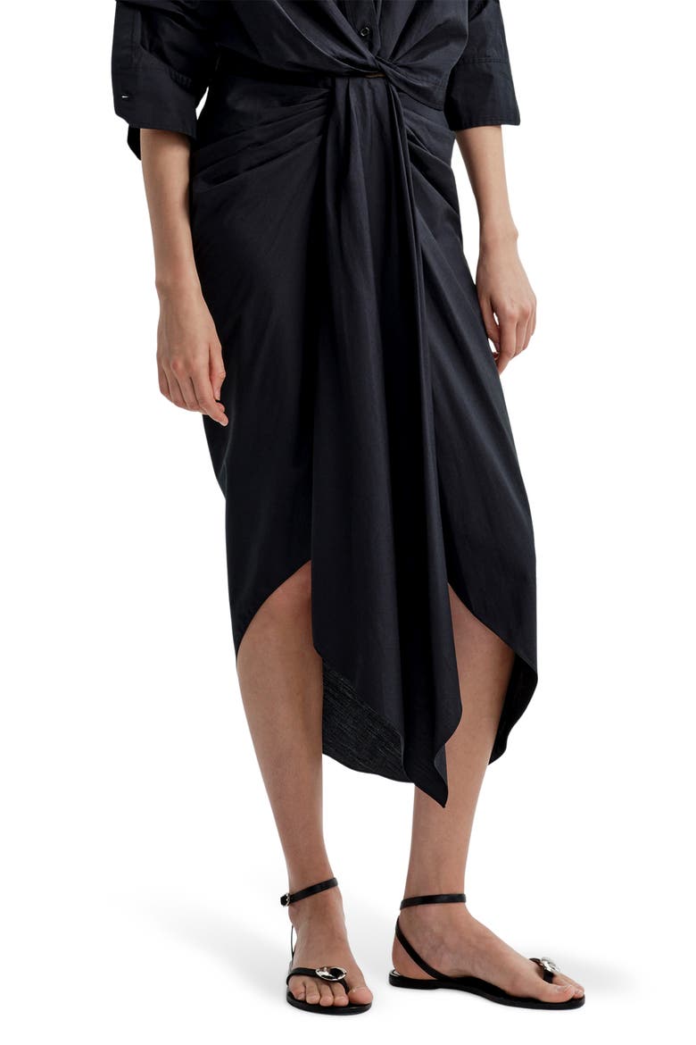 Rhodes Cotton Pleated Waist Asymmetric Skirt, Main, color, EVENING BLUE