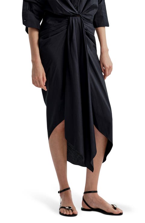 Rhodes Cotton Pleated Waist Asymmetric Skirt
