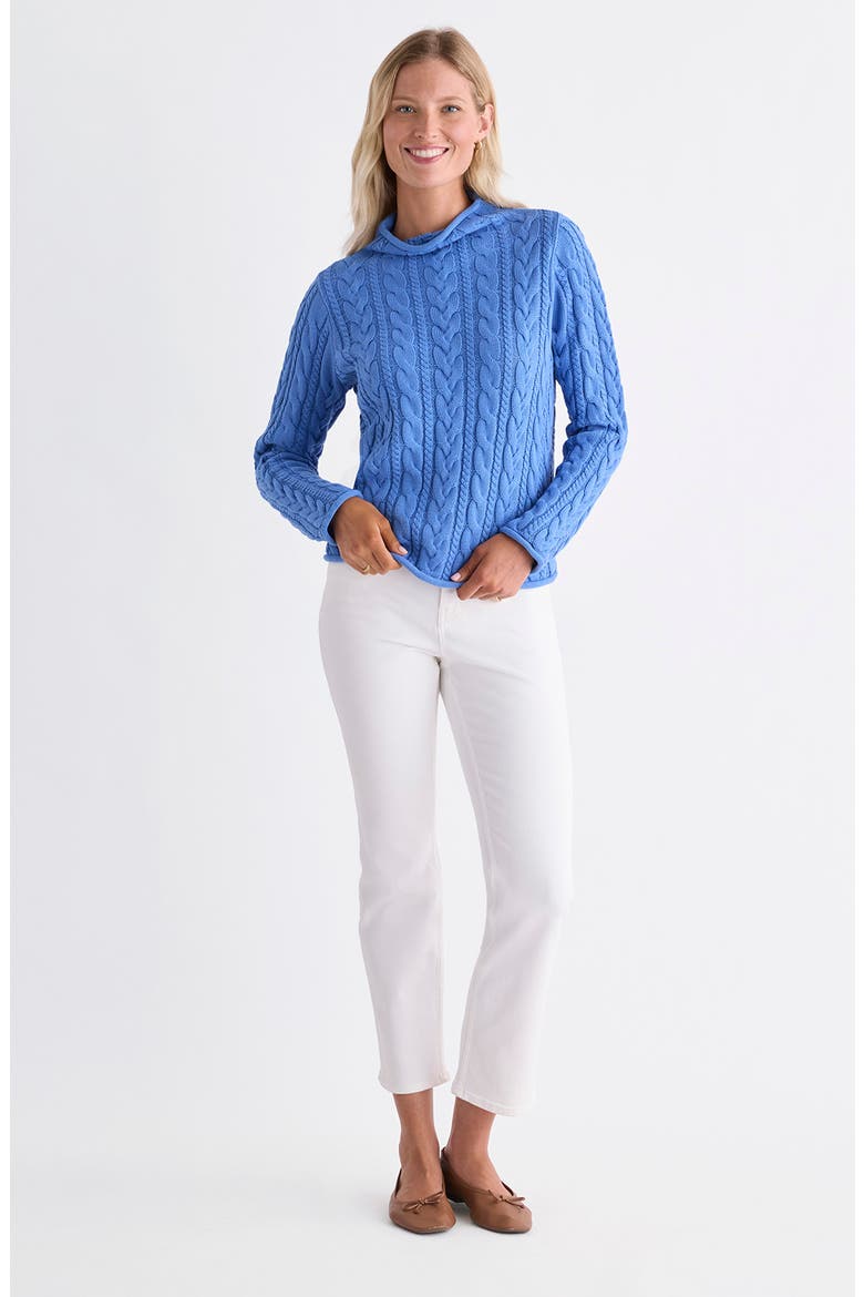 Cable Knit Mock Neck Sweater, Alternate, color, BREAKER BLUE
