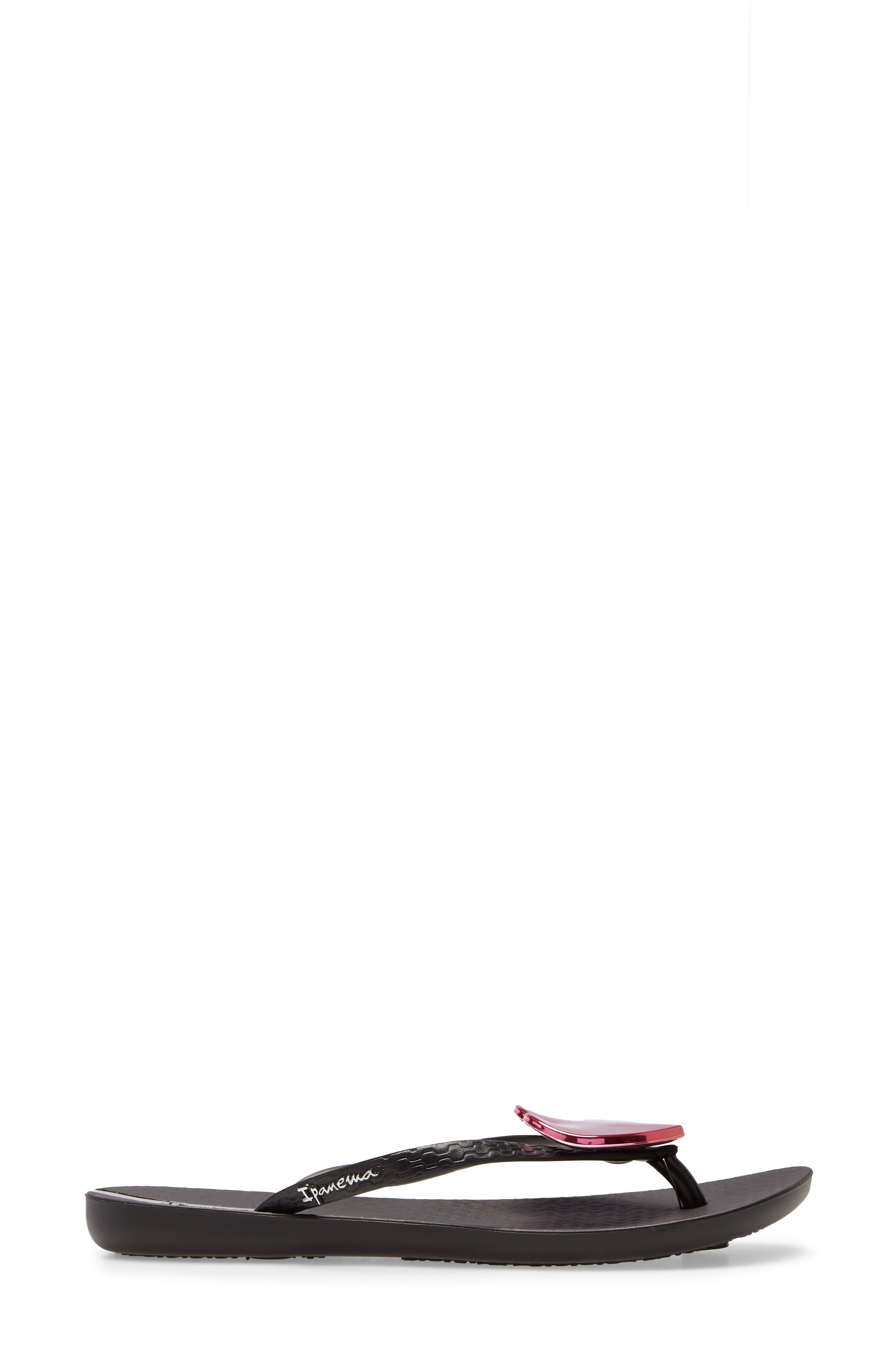 Wave Heart Flip Flop, Alternate, color, BLACK/ RED