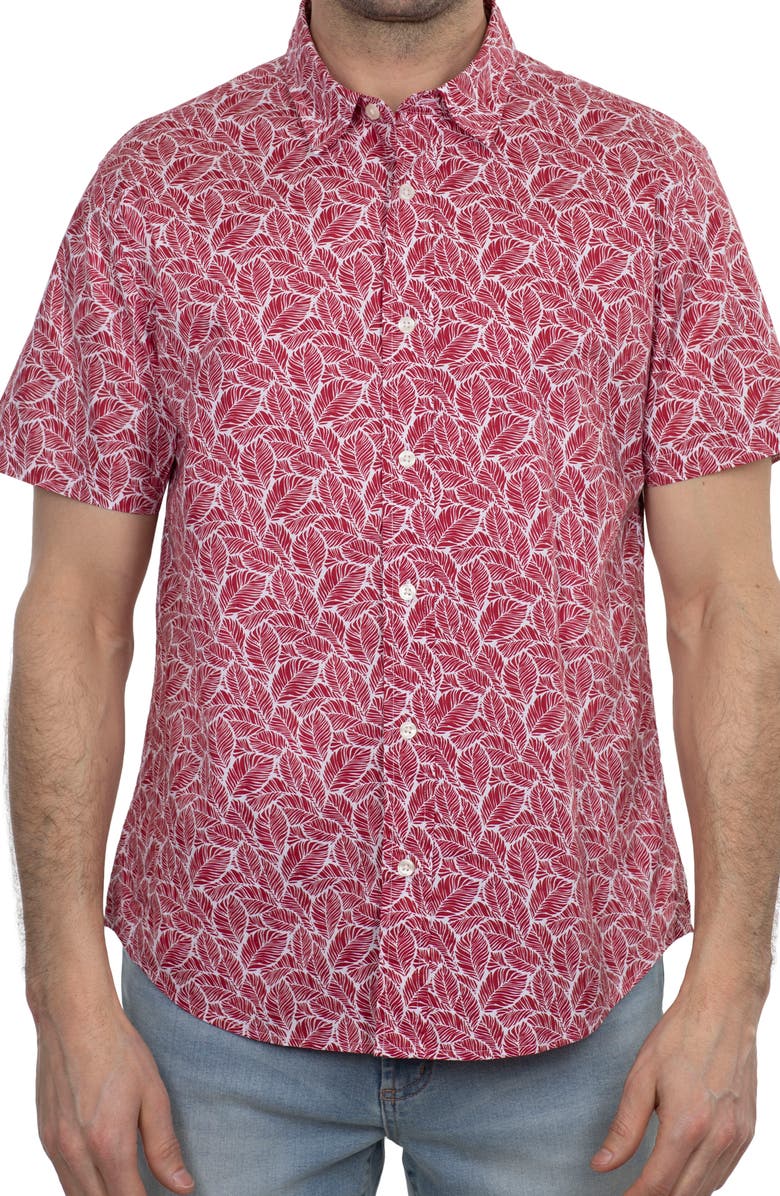 Slate & Stone Leaf Print Short Sleeve Shirt, Main, color, 