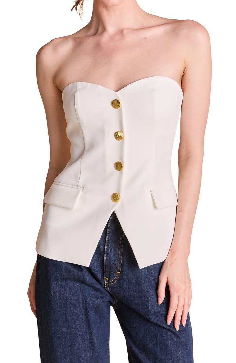 Endless Rose Button Strapless Top, Alternate, color, Ivory