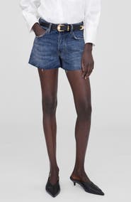 ANINE BING Leya High Waist Cutoff Denim Shorts