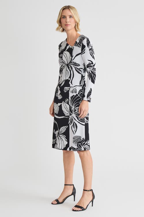 Ming Wang Floral Jacquard Soft Knit Sheath Dress In Black