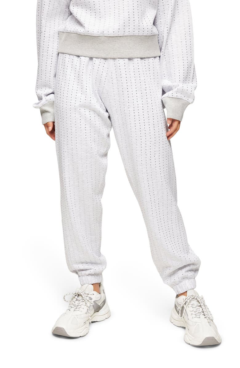 Topshop Hot Fix Studded Joggers, Main, color, 