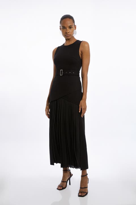 Jersey Pleated Maxi Dress