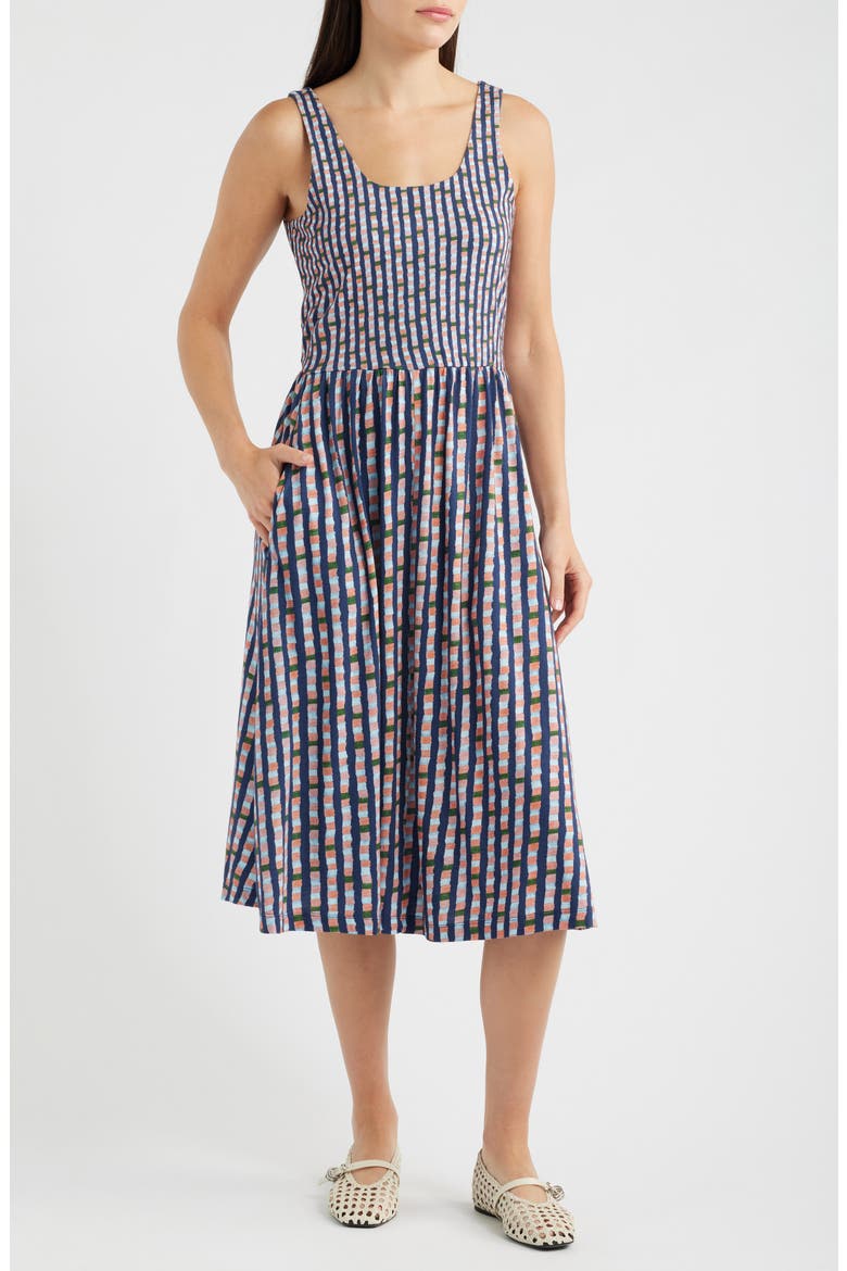 Dani Reef Stripe Fit & Flare Dress, Main, color, INDIGO MULTI