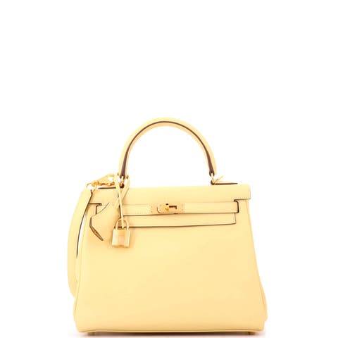 Kelly Handbag Yellow Swift with Gold Hardware 25