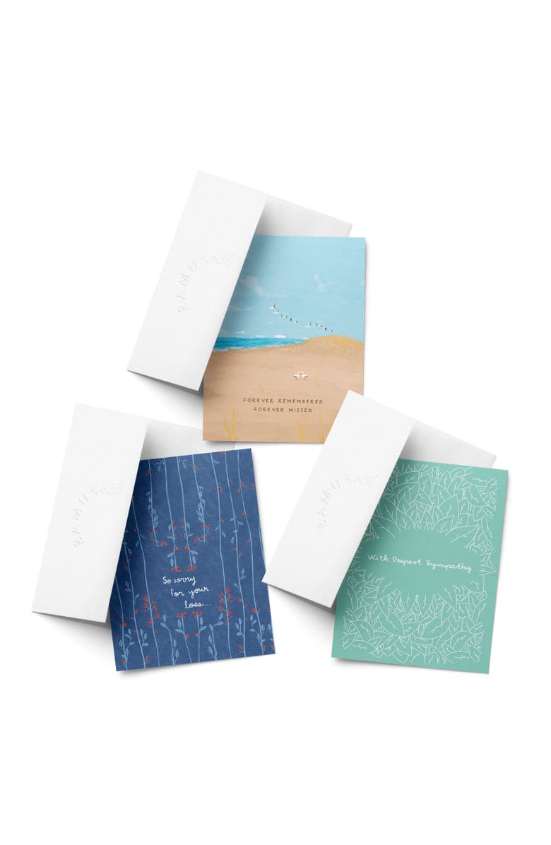 Ramus & Co Sympathy Greeting Card Pack Sets (3 ct, Assorted) Butterfly Thinking Of You, With Deepest Sympathy, So Sorry For Your Loss, Main, color, Multi-Pack