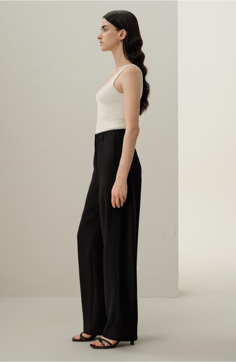 Lilysilk Women's Curved Seam Silk Crepe Pants, Alternate, color, Black
