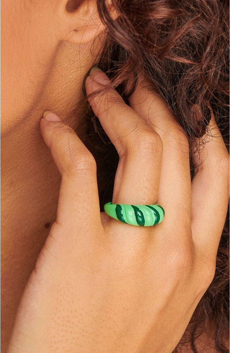 Little Sky Stone Croissant Ring, Alternate, color, Emerald Green
