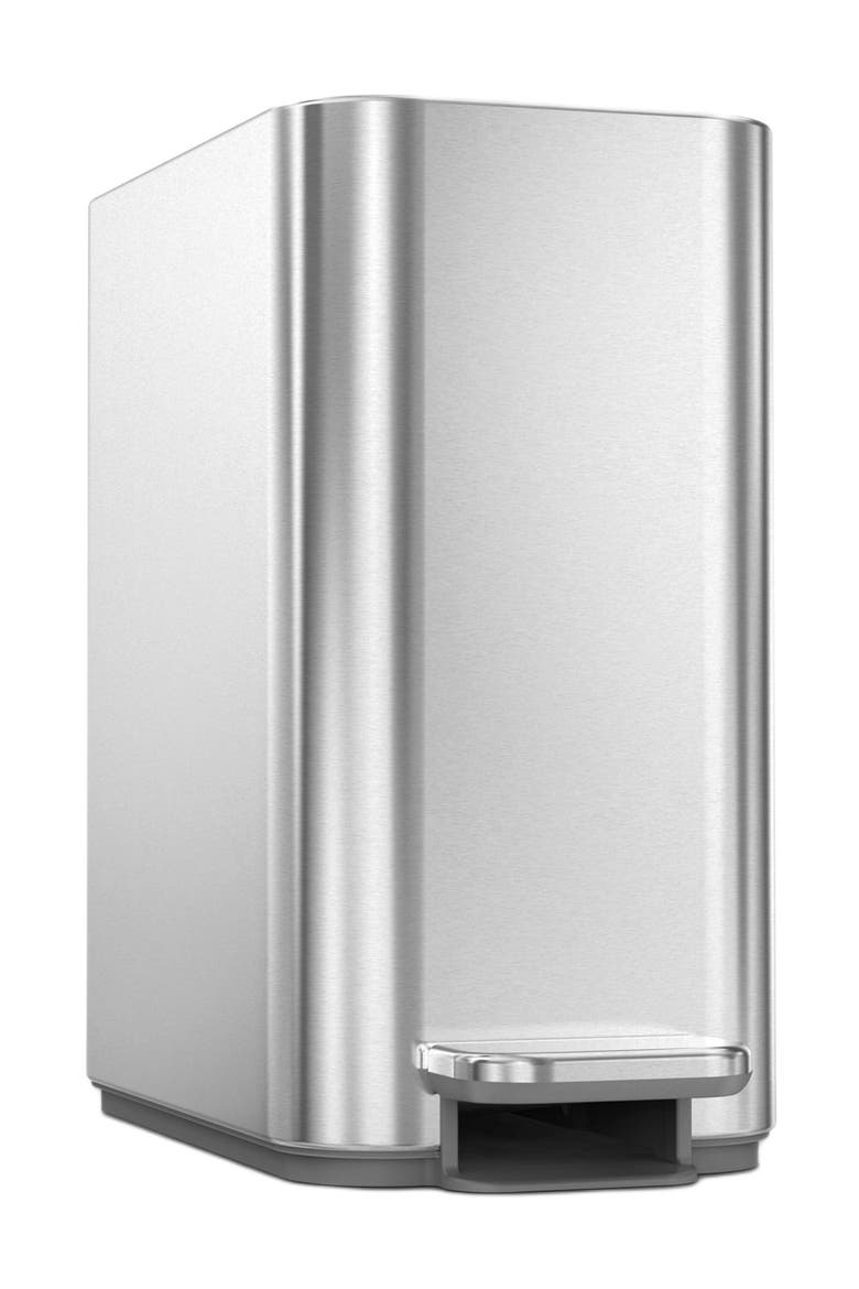 5L slim step can, Alternate, color, BRUSHED STAINLESS STEEL