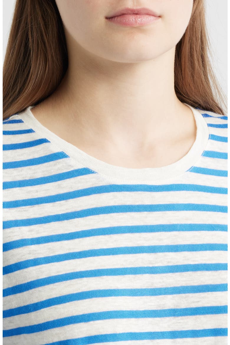 Garcon Stripe Linen Blend T-Shirt, Alternate, color, BLUE/ OFF WHITE
