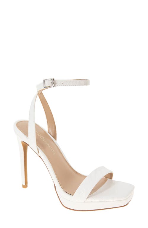 bcbg Caroline Ankle Strap Platform Sandal in Bright White Lizard