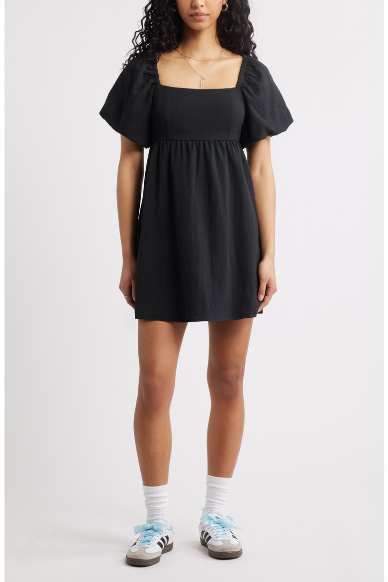 Puff Sleeve Minidress, Main, color, BLACK NIGHT