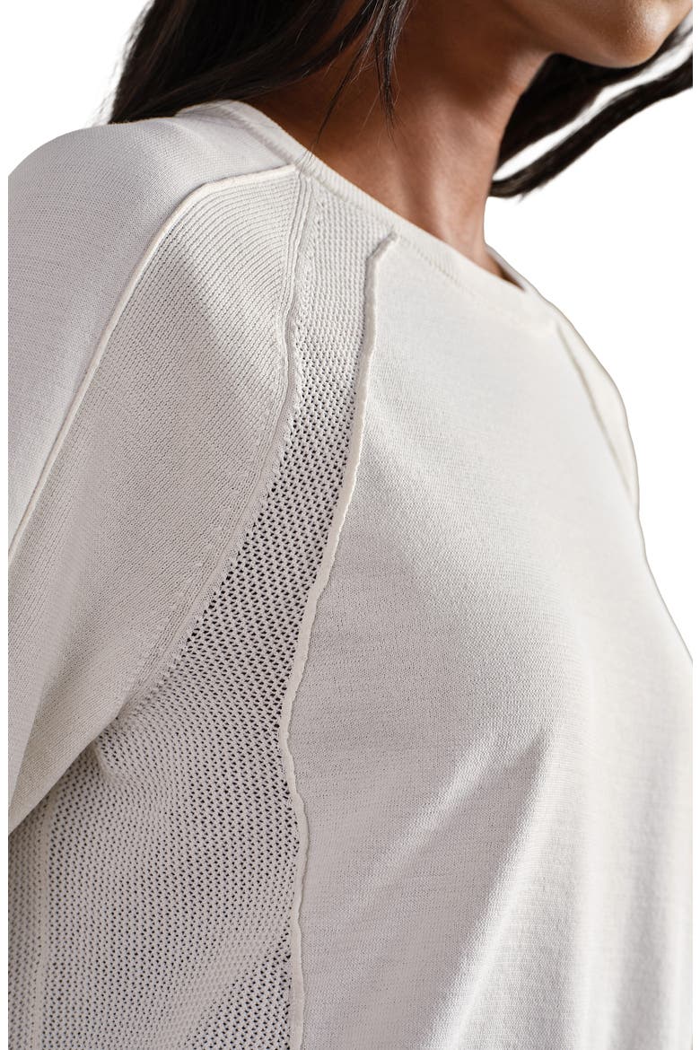 Sporty Crewneck Sweater, Alternate, color, SNOW WHITE
