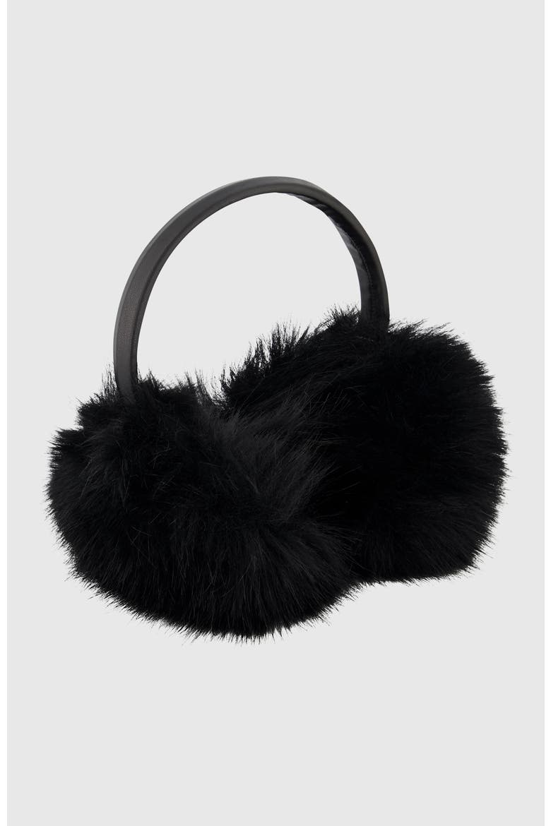 Fur-Free Fox (Faux Fur) Earmuffs, Main, color, BLACK