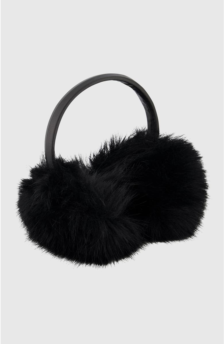 Lyla Grant Fur-Free Fox (Faux Fur) Earmuffs, Main, color, Black