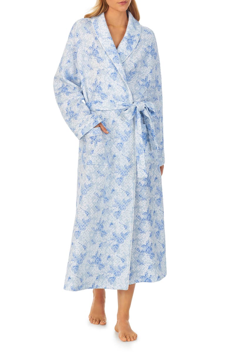 Eileen West Shawl Collar Quilted Cotton Ballet Robe, Alternate, color,